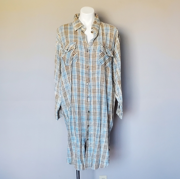 easel Dresses Easel Plaid Midi Flannel Shirt Dress Size L Poshmark